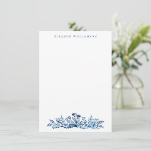 Minimale indigo Blue Ink Botanical Personalized Notitiekaartje