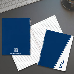 Minimale Initialen Blue White Small Business Notitieboek