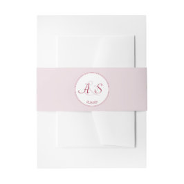 Minimale Initialen Datum Pastel Red Wedding Uitnodigingen Wikkel