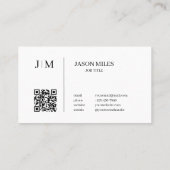 Minimale Initialen Elegant Classy QR-code Visitekaartje (Achterkant)