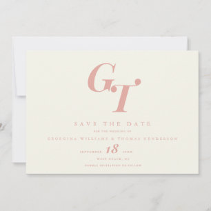 Minimale Initialen Moderne Chic Perzik Koraal Br Save The Date