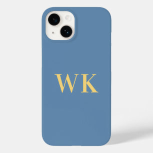 Minimale Initialen voor monogram - Dusty Blue Gold Case-Mate iPhone 14 Hoesje