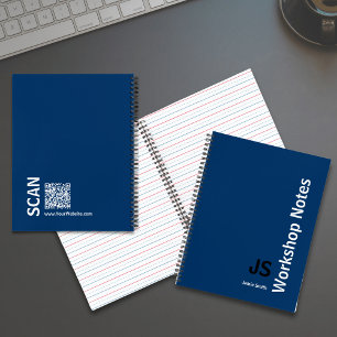 Minimale Initialen Zwart Blauw Wit Werkplaats Notitieboek