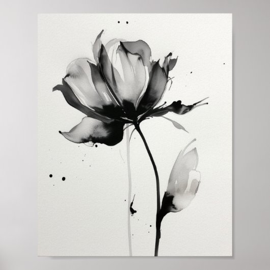 Minimale Ink Flower Abstract Blossom State Poster (Voorkant)