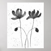 Minimale inkt Vloer Elegant Floral Art in zwart Poster (Voorkant)