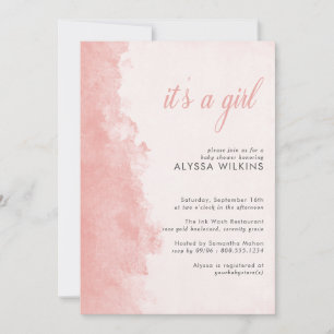 Minimale inktwastextuur en een meisje-Baby shower Kaart