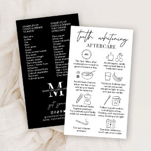 Minimale instructies voor het Whitening Aftercare Visitekaartje
