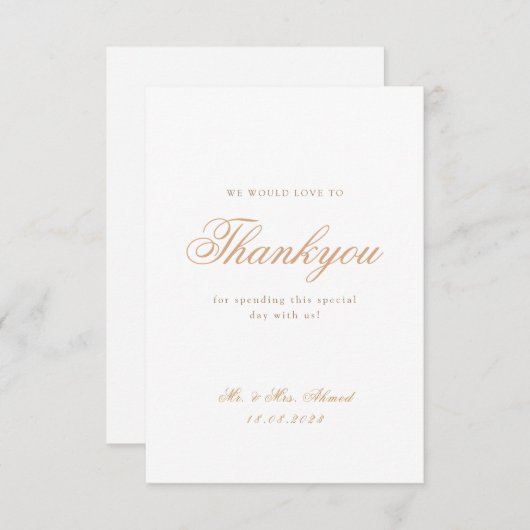 Minimale islamitische gouden bruiloft bedankkaart (Voorkant / Achterkant)