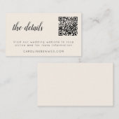 Minimale Ivoor Cream Wedding Website RSVP QR Code Informatiekaartje (Voorkant / Achterkant)