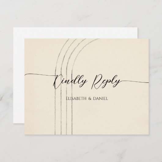 Minimale ivoorbruiloft RSVP kaartje (Voorkant / Achterkant)