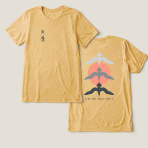 Minimale Japanse Visarend Ukiyo-e Stijl Mosterd Tri-Blend Shirt