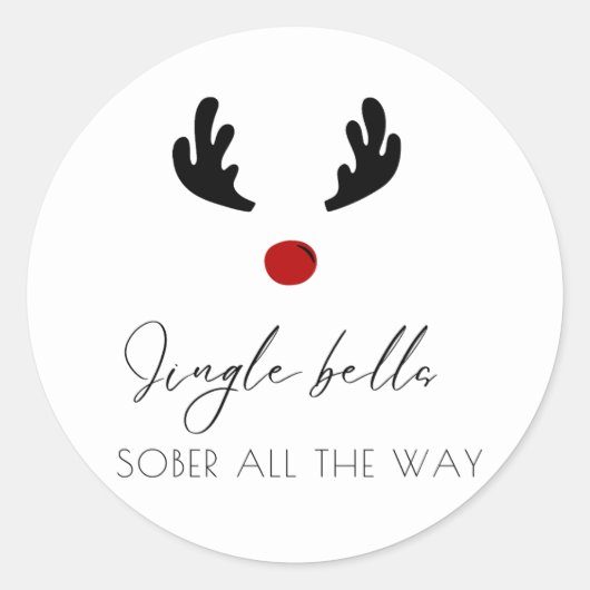 Minimale Jingle Bells nuchter de hele weg Kerstmis Ronde Sticker (Voorkant)