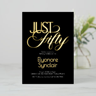 Minimale Just Fifty 50ste verjaardagsfeest Folie Uitnodiging