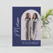 Minimale Kaart van het Dusty Blue Bridesmaid-voors (Staand voorkant)