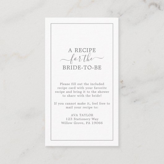 Minimale Kaart voor minimale Silver Recipe Request (Voorkant)