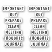 Minimale Kaarten voor zwarte witte planner Sticker (Voorkant)