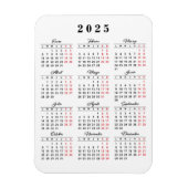 Minimale kalender 2023 in Spaans Witte Rood Magneet (Verticaal)