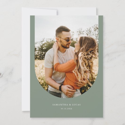 Minimale kalender met boogfoto's Opslaan Datum Kaart (Achterkant)