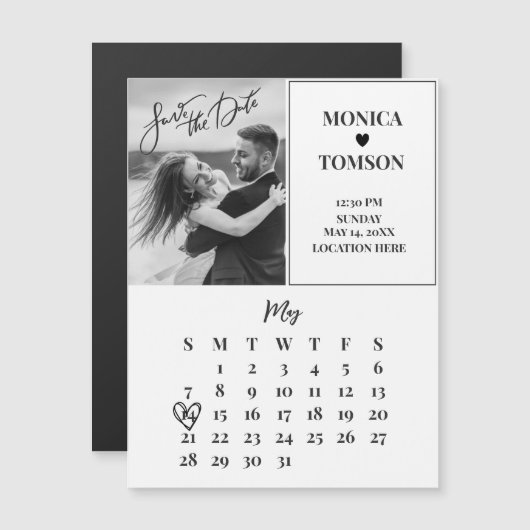 Minimale kalender Opslaan Datum bruiloft Magnet (Voorkant / Achterkant)