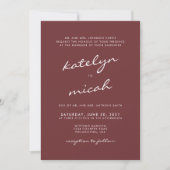 Minimale kalligrafie Cinnamon Roos Wedding Kaart (Voorkant)