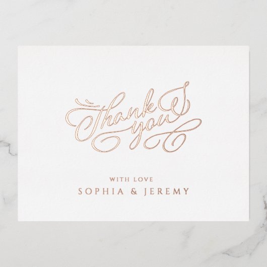 Minimale kalligrafie Elegant script bedankt Folie Uitnodiging Briefkaart (Voorkant)