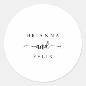 Minimale kalligrafie-envelopzegels ronde sticker (Voorkant)