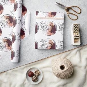 Minimale kalligrafie foto verjaardag kleindochter cadeaupapier