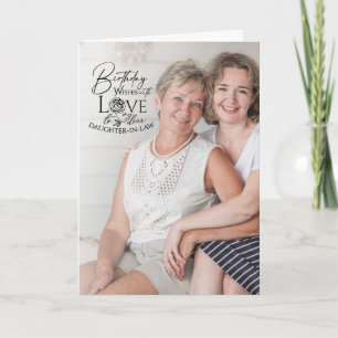 Minimale kalligrafie foto verjaardag schoondochter kaart