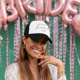 Minimale kalligrafie Ink Bachelorette Party Trucker Pet