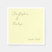 Minimale kalligrafie Licht Geel Weddenschap Servet (Voorkant)