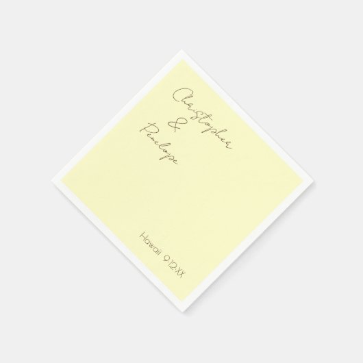 Minimale kalligrafie Licht Geel Weddenschap Servet (Hoek)