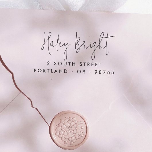 Minimale kalligrafie modern retouradres 	rubberstempel