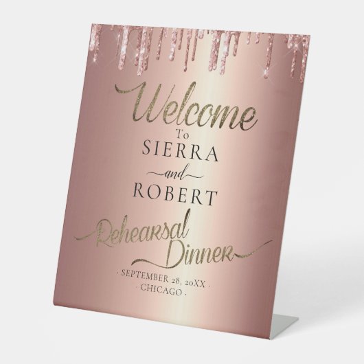 Minimale kalligrafie repetitief binnenwelkomstwoor reclamebord met voetstuk (Voorkant)