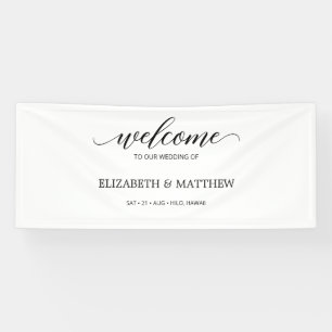 Minimale kalligrafie script bruiloft welkom spandoek