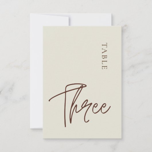 Minimale kalligrafie Tabel Drie Tabelnummer Kaart (Voorkant)