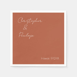 Minimale kalligrafie Terra Cotta Wedding Servet