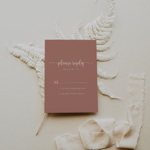 Minimale kalligrafie Terracotta Wedding RSVP Kaartje