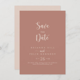 Minimale kalligrafie Terracotta Wedding Save The Date