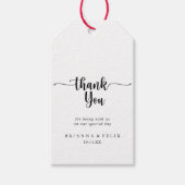Minimale kalligrafie Weddenschap Dank u Cadeaulabel (Voorkant)
