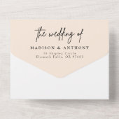 Minimale kalligrafieffoto Alle in één bruiloft All In One Uitnodiging (Achterkant)