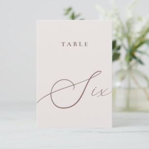 Minimale kalligrafietabel met zes tabelnummers kaart