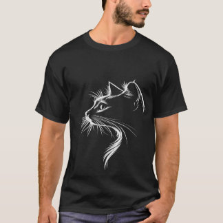 Minimale kat lijn kunst T-shirt