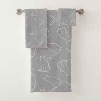 Minimale katten Modern Gray Pattern Bad Handdoek