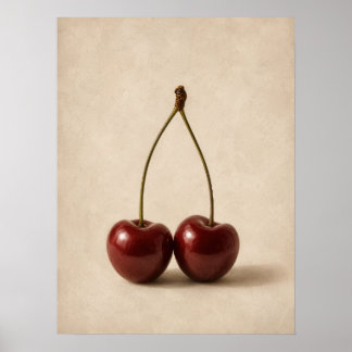 Minimale Kersen Muur Kunst | Neutrale Coquette Pos Poster