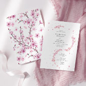 Minimale Kersenbloesem Floral bruiloft uitnodiging