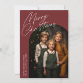 Minimale kerst boog foto feestdagenkaart (Voorkant)