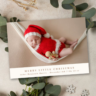 Minimale kerst- geboorteaankondiging met 3 foto's feestdagenkaart