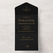 Minimale kerst met zwarte en goudmasten all in one uitnodiging (Binnen)
