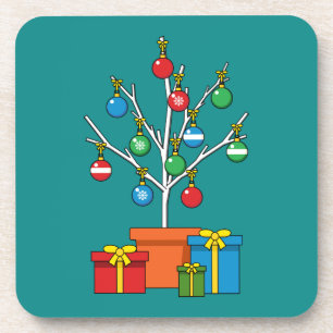 Minimale kerstboom met Cadeaus Bier Onderzetter