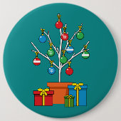 Minimale kerstboom met Cadeaus Ronde Button 6,0 Cm (Voorkant)